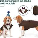 Kuoser Dog Tuxedo Dog Suit and Bandana Set, Dogs Tuxedo Wedding Party Suit, Doggy Prince Bow Tie Shirt Formal Pet Wedding Attire for Dogs Golden Retriever Samo Bulldogs, Large Brown