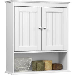 Spirich Bathroom Cabinet Wall Mounted with Doors, Wood Hanging Cabinet with Doors and Shelves Over The Toilet, Bathroom Wall Cabinet White, 21.5"w X 24"h X 7.48"d