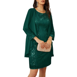 GRACE KARIN Women's Sequin Dress - Wedding Guest & Mother of The Bride Formal Dress - Two Piece Knee Length, 2XL