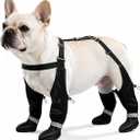 Dog Boots with Adjustable Suspender, Anti-Slip Dog Shoes, Waterproof Paw Protector for Rainy, Snowy, Hot Pavement, M, Black