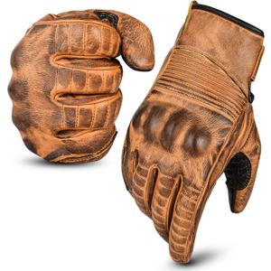 Leather Motorbike Gloves Mens Summer Motorcycle Gloves Racing Gloves Leather Gloves ATV Riding Gloves Black Gloves, Large