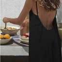 Backless Cami Dress Backless Dress House Dress for Women Sleeveless Long Cami Lounge Dress Backless for Indoor Summer Wear (Black, XL)