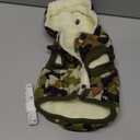 Fleece Lining Extra Warm Dog Hoodie in Winter,Small Dog Jacket Puppy Coats with Hooded,Green Camo XS