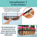 LaLaGreen Outdoor Wall Planter for Plants (24 Inch, 8 Pack) Large Black Metal Basket with Coco Liner, Window Flower Box Deck Railings Hanging Balcony Plant Holder Pot Garden Fence Balcony Patio Rail