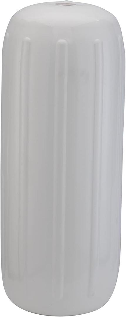 Taylor Made Big B Inflatable Boat Fender, White (10" x 26") End-to-End Line Passage Fits 5/8" Rope, Hangs Horizontally or Vertically, Ribbed Technology, Needle Valve, Marine-Grade Vinyl - 1032