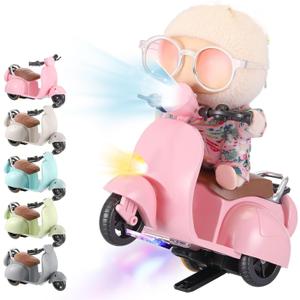 Simgoing 1 Pcs Doll Scooter Doll Vehicles Mini Electric Scooter with Music & Lights Could Rotate 360° Dolls Accessories Cute Scooters Ornaments Battery Not Included (Pink)