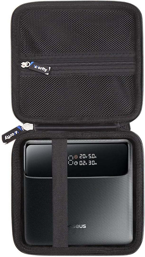 Case for Baseus 20000mAh 100W Power Bank Portable Charger for Laptop Battery Pack with 2 USB-C/2 USB-A Ports - Travel Protective Carrying Storage Bag (Black)