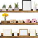 Giftgarden 36 Inch Large Floating Shelves for Wall Set of 3, Rustic Picture Ledge Wall Shelf for Bedroom Kitchen Bathroom Living Room Nursery Display, 3 Different Sizes (Brown)