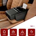 Car Center Console Cover, Upgrade 5-in-1 Genuine Leather Thickened Armrest Box, Armrest Storage Box with Cup, Universal Car Accessories Interior Organizers, for Most Cars (Black)