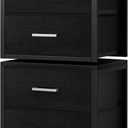 BOLUO Stackable Storage Drawers Closet Organizers and Storage Fabric Black 2 Drawer Dresser for Bedroom 2 Packs Modern (M(11.2"D x 15.2"W x 16.1"H))