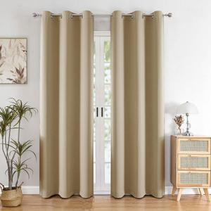 HOMEMONDE Solid Blackout Curtains Set of 2 - Thermal Insulated Curtains for Long Door, 70% Room Darkening Drapes for Living Room, Bedroom  220*104