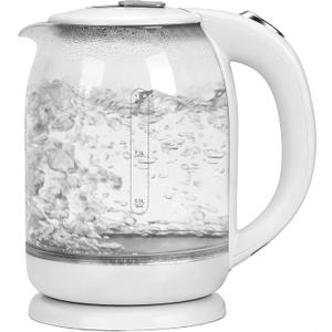 Household Electric Kettle, All 304 Stainless steel and No Plastic Contact, Automatic Shut-off,Borosilicate glass Visual Boiling, 2.0L Water Boiler & Tea Kettle Perfect For Tea & Coffee (pure white)