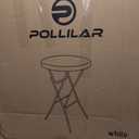 pollilar Cocktail Table 28in Portable Folding Bar Height Table, Compact Round High Top Plastic & Steel Bistro with Removable Legs, for Indoor Outdoor RV Patio Catering Parties Commercial Events-White
