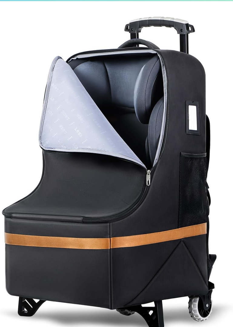Padded Car Seat Travel Bag for Airplane with Wheels, Heavy Duty Carseat Bags for Air Travel, Rolling Gate Check Backpack and Dolly Carrier, Storage for Baby Essentials, Black Padded Car Seat Travel Bag for Airplane with Wheels, Heavy Duty Carseat Bags for Air Travel, Rolling Gate Check Backpack and Dolly Carrier, Storage for Baby Essentials, Black