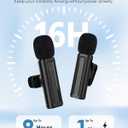 Wireless Mini Microphone for iPhone, iPad, Android, 2 Pack Lavalier Mic with 360 Rotatable Clip, Plug and Play Noise Reduction USB-C Mic for Video Recording YouTube TikTok Podcast Content Creators