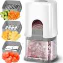 KEOUKE Multifunctional Vegetable Chopper White - 3 Interchangeable Blades Potato French Fry Cutter with Container & Storage Box Food Chopper Dicer for Cucumber, Tomato, Carrot, Onion (Cube)