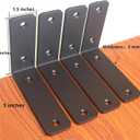 4 Pack - L 5" x H 4" x W1.5, 5mm Thick Black L Shelf Bracket, Iron Shelf Brackets, Metal Shelf Brackets, Floating Shelf, Shelf Supports with Screws