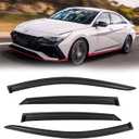 Rain Guards for 2021-2024 Hyundai Elantra, Out-Channel Window Visor Shields Vent Shade Deflector Wind Dark Smoke for 21-24 Elantra 2022 2023, Tape-On Outside-Mount, 4PCS