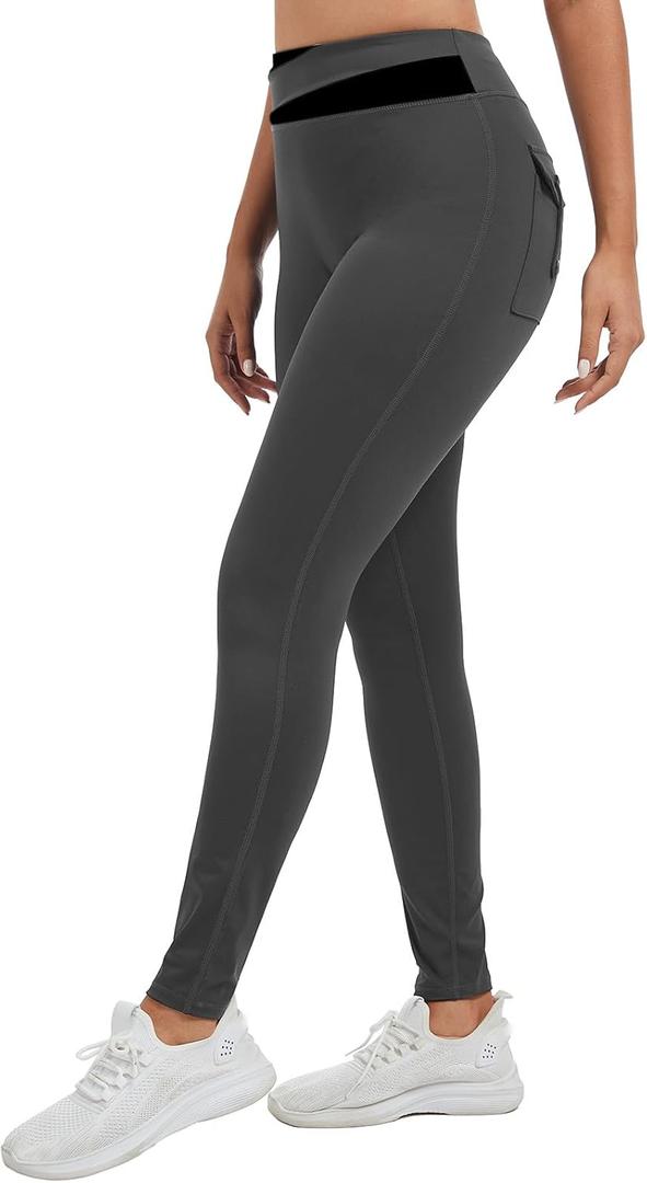 Gym People Workout Leggings for Women No Front Seam High Waisted with Pockets Print Tummy Control Yoga Activewear (Gray, M)