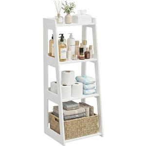 POBOMULI 4-Tier Bathroom Ladder Shelf Freestanding, 12.6" W x 37" H