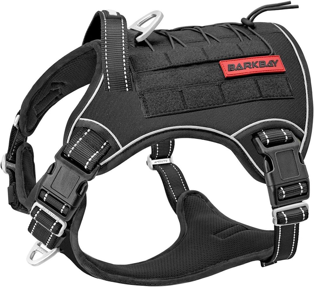 Tactical Dog Harness Large,Military Service Weighted Dog Vest Harness Working Dog MOLLE Vest with Loop Panels,No-Pull Training Harness with Leash Clips for Walking Hiking Hunting(Black,L) (Large (Pack of 1))