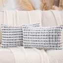 LUOYEHK Boho Throw Pillow Covers 12x20 Inch Set of 2 Chenille Tufted Pillowcase Farmhouse Neutral Cushion Covers for Couch Sofa Bed Living Room, Black Gray