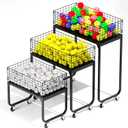 3-Tier Storage Rack Cart - Metal Shelving Unit with Wheels Kitchen Storage Garage Organizer Pantry Shelves Rolling Utility Shelf for Fruit and Vegetable Storage,Office/Bedroom/Basement