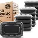 Freshware Meal Prep Containers [50 Pack] 1 Compartment Food Storage Containers with Lids, Bento Box, BPA Free, Stackable, Microwave/Dishwasher/Freezer Safe (16 oz)