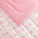 CCoutueChen Pink Bow Comforter Set Queen 3Pcs Pink Floral Bedding Set for Girls Kids Romantic Princess Style Bowknot Bedding Ultra Soft Reversible Garden Flower Comforter Sets with 2 Pillowcases