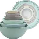COOK WITH COLOR Nesting Mixing Bowls - 12 Piece Plastic Bowl Set with Lids, Microwave Safe (Mint Ombre)