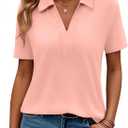 Summer Tops for Women Short Sleeve Polo Shirts Dressy Blouses Business Casual Outfits Work Clothes 2026,Short Sleeve Pink,S (S)
