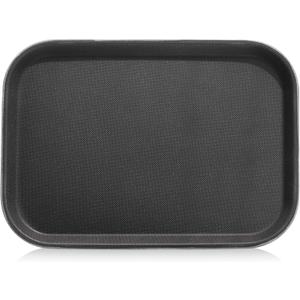 New Star Foodservice 24852 Restaurant Grade Non-Slip Tray, Plastic, Rubber Lined, Rectangular, 10-Inch x 14-Inch, Black
