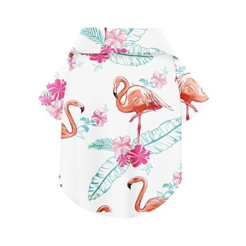 Hawaiian Dog Shirt – Lightweight and Breathable Summer T-Shirt with Tropical Prints, Fun Beach Outfit for Small, Medium, and Large Dogs, Perfect for Hot Days and Outdoor Vacation.Flamingo M