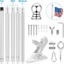6 FT Metal Flag Pole Kit for Outside House w/ 2-Position Holder Bracket & 360 Rotating Flagpole Rings, 1" Stainless Steel Spinning Outdoor Porch Wall Mounted Flag Poles for 3x5 4x6 Flag(6 FT, Silver)