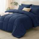 CozyLux Full Size Comforter Sets Navy Blue - 7 Pieces Bed in a Bag Full, Oeko-Tex Certified Bed Set, All Season Soft Bedding Set with Down Alternative Comforter, Sheets, Pillowcases & Pillow Shams