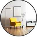 24-Inch Round Wall Mirror - Sleek Matte Black Metal Frame - Large Circle Mirror for Living Room, Bathroom, Vanity, & Entryway - Deep-Set Modern Design