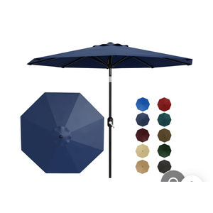 Garvee 9' Patio Umbrella, Outdoor Table Umbrella – Market Umbrella, Tilt & Crank, UV Waterproof, 8 Ribs, Navy Blue