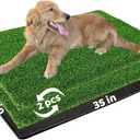 Dog Grass Pad with Tray: 2-Pack Fake Grass, 35 x 21.7 in, Ideal for Medium & Large Dogs - Perfect for Indoor Use, Potty Training