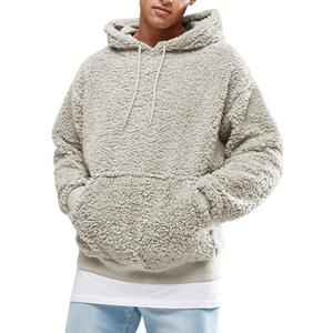Runcati Mens Fuzzy Sherpa Pullover Hoodie Sweatshirts Long Sleeve Sport Front Pocket Military Fall Outwear Winter Hooded (Large)