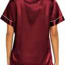 Ekouaer Silk Pajamas for Women Short Sleeve Sleepwear Soft Button Down Loungewear 2 Piece Satin Pjs Shorts Set (X-Large, Wine)
