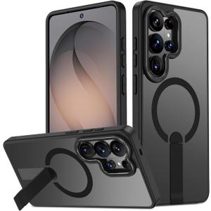 for Samsung Galaxy S26 Ultra Case, S26 Ultra Phone Case Built-in Invisible Stand [Compatible with MagSafe] [Military-Grade Protection] Magnetic Shockproof Cover for Galaxy S26ultra (Black)