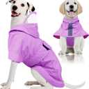 Dog Raincoat, Waterproof Dog Rain Jacket with Clear Hooded Double Layer, Lightweight Reflective Dogs Rain Coat with Adjustable Belly Strap, Rain Coats for Small Dogs Outdoor Wear, Pink 4XL