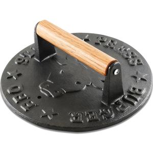 Cast Iron Smash Burger Press - 4.1 lb Heavy Duty Bacon Press & Grill Weight for Smashburgers, Flat Iron Steak & Cooking on Skillet, Burger Smasher Tool, 8.7 Inch Round with Beechwood Handle