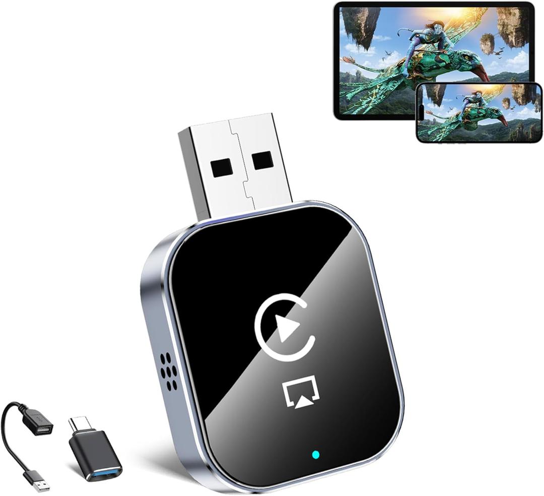 Wireless CarPlay Adapter for Apple iPhone - 3 in 1 Airplay Mirror Link Adapter Multi-User Seamless Connection Converts Wired to Wireless CarPlay Adapter - No Latency from iOS 10+ to Screen w/ USB-C