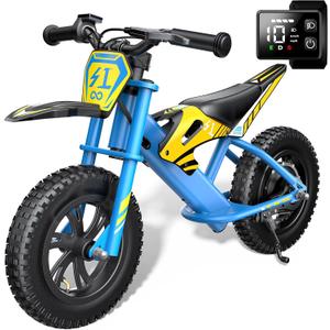Gyroor S1 Kids Electric Balance Bike, 200W Motor 3 Speeds up to 10 MPH, 12-Inch Pneumatic Tires, 7-Color Rear Fender LED Taillight, Drum Brake, UL2272 Certified, for Ages 3-6, Blue-DCC