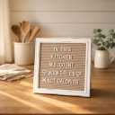 Cappuccino Felt Letter Board Back to School Sign with Rustic Wood White Frame - Farmhouse Letter Board Sign with Stand - Baby Announcement 10x10 Felt Board Changeable Message Board with 350 Letter Set