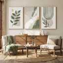 Large Framed Abstract Boho Sage Green Wall Art for Living Room, 24x36 Inch, 36" H x 24" W x 3Pcs