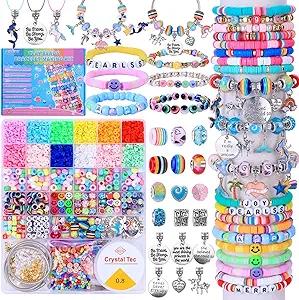 AIPRIDY 3600 Pcs Girls Toys Bracelet Making Kit, Unicorn/Mermaid Jewelry Activity, Flat College Style Beading for Friendship Jewelry Making, DIY Crafts for 4-12 Girls Birthday Christmas Gifts(Pink)