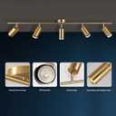 KCO Lighting Modern 5-Lights LED Track Lighting Kit Brushed Brass Kitchen Ceiling Spotlights Light Fixture Mid Century Gold Adjustable Flush Mount Ceiling Spot Light (5 Lights)