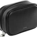 RIGHT AWAY Small Makeup Bag for Purse, Travel Cosmetic Bag Organizer for Women, Cute Make Up Pouch Waterproof Toiletry Bag with Zipper, Portable Makeup Case Skincare Bag for Travel Accessories (Black)